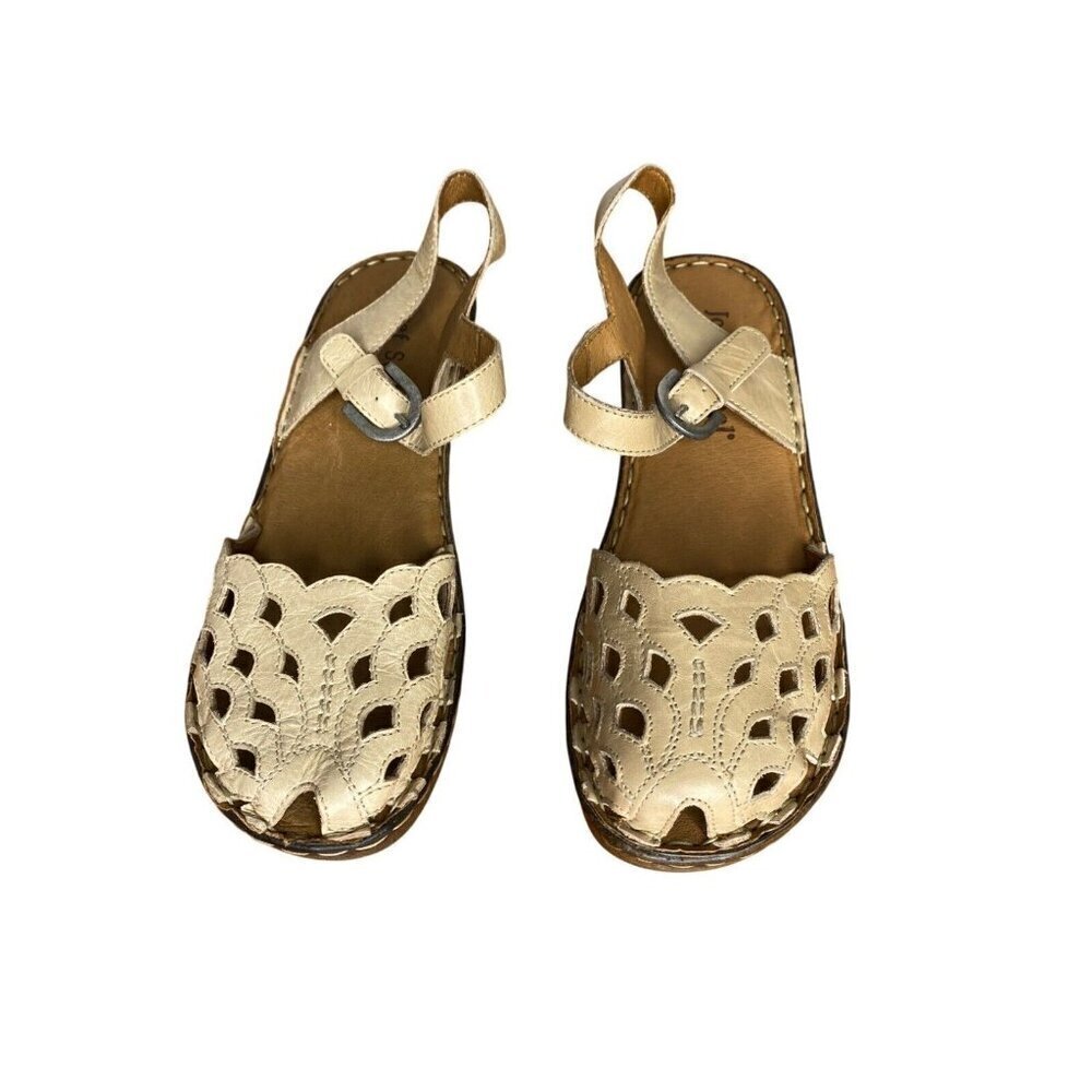 Josef Seibel Comfortable Leather Slingback Sandals Buckle & Cutout Size 37 / 6